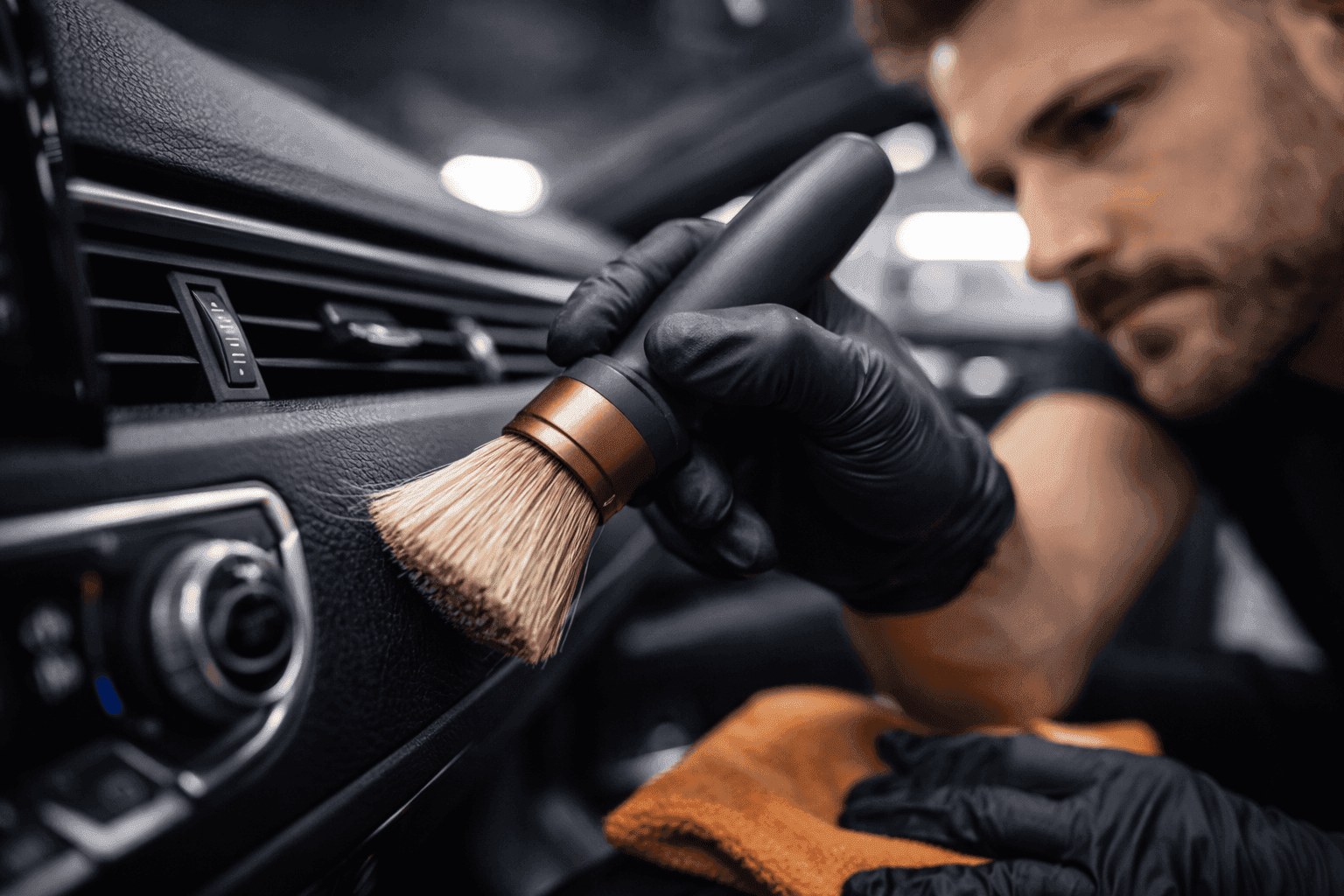 Interior detailing with a soft brush